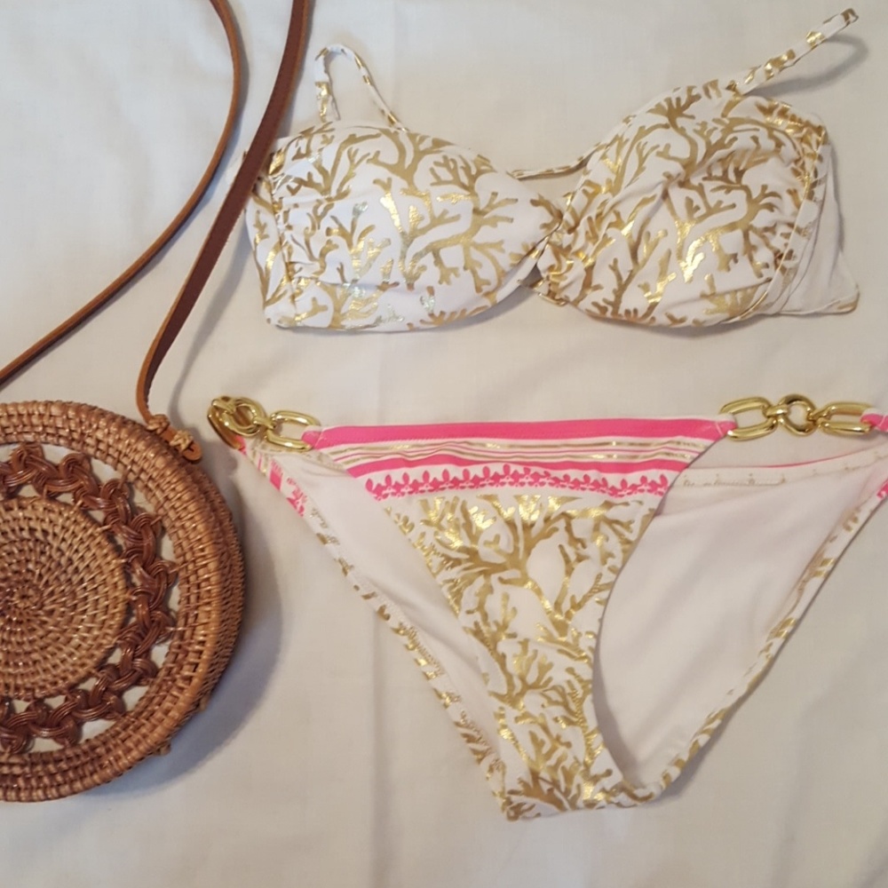 Bikini Top & Bottom-Gold Coral